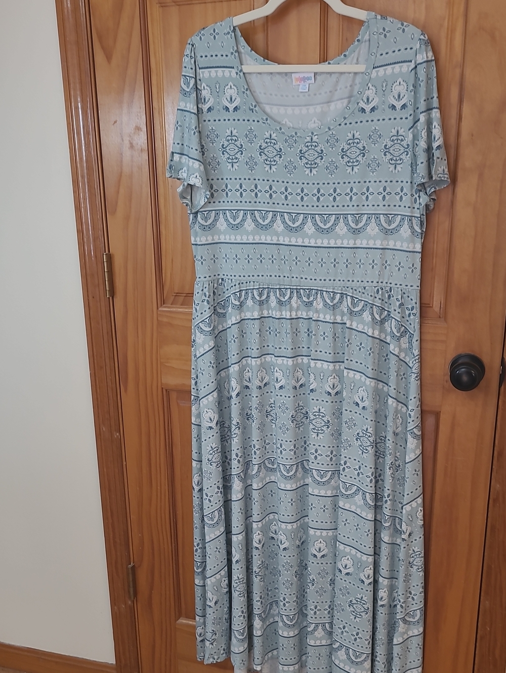 LuLaRoe Pale Blue Patterned Maxi Dress